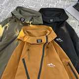 Itooh Men's Spring Ins Fashion Loose Hooded Jacket Trend Outdoor Sportswear Mountaineering Jackets Camping Diagonal Zip Windproof Coat