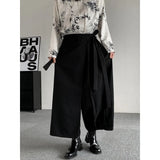 Itooh Niche Style Men's Casual Skirt Pants Ribbon Design Loose Straight Wide Leg Ankle-length Pants Male Trousers New 2024 Summer