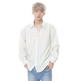 Itooh  Men's Clothing 2024 Spring Simple Stripe Print Loose Casual Long Sleeved Shirt Japanese Style Turn Down Collar Shirts