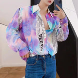 Itooh Mens Y2k Tie-Dye Printed Long-Sleeve Shirt  New Spring Genderless Street Youth Trend Personality Fake Two-Piece Shirt Unisex