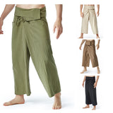 Itooh Linen Summer Thai Fisherman Wrap Pants Cotton Men Women Loose Yoga Medieval Japanese Samurai Pants Unisex Kimono Trousers