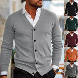 Itooh  Cross border Men's Wear with Bilateral Pockets, New Knitwear for Autumn and Winter, V-neck Long Sleeve Slim Fit Sweater,