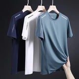 Itooh Summer Thin T Shirt Men Ice Silk Breathable Mesh O Neck Short Sleeve Printing Quick Dry Loose Half Sleeve Tees Sport T-Shirts