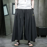 Itooh Chinese Style Men Harajuku Streetwear Elastic Waist Pants Fashion Wide Leg Kimono Pants Male Balck Skirt Trousers Women 5XL