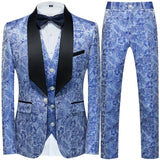 Itooh Fashion New Men's Casual Boutique Business Wedding Host Flower Color Suits 3 Pcs Set Dress Blazers Jacket Pants Vest Coat