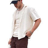 Itooh Vintage Embroidery Knitting Mens Shirts Summer Beach Fashion Loose Short Sleeve Knit Tops For Men New Casual Knitted Cardigans