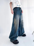 ITOOH Hip Hop Ripped Jeans Men High Street Male Distressed Denim Wide Leg Pants Casual Trousers Vintage Streetwear Loose