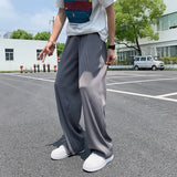 Itooh Summer Pleated Pants Men Oversized Gray Black Casual Trousers Men Japanese Streetwear Loose Wide Leg Pants Mens Ice Silk Pants