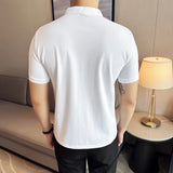 Itooh  Men's Short-sleeved T-shirt with A Standing Collar. Business Casual  Henry Shirt Made of High-quality Cotton69.1%