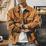 ITOOH Men's Denim Jacket Vintage Brown Male Jean Coats Cargo Designer Washed Clothing Winter 2024 Korean Style Elatic Original Cowboy