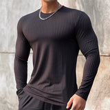 Itooh new men's T shirt Solid colors Long Sleeve Slim T-shirt young men Pure color tee shirt  Casual Tee men Long Sleeve tops