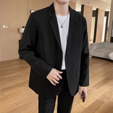 Itooh Shoulder Padded Blazer Men Slim Fit Fashion Social Mens Dress Jacket Korean Casual Suit Jacket Mens Office Formal Jackets Coat