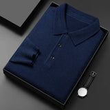 Itooh  Autumn and Winter New Warm Soft Pullover Men's Business Lapel Knitwear Casual Solid Color Long Sleeve Polo Shirt Office