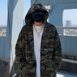 Itooh Men's Camouflage Hoodie Spring Autumn Loose Casual Versatile Zipper Cardigan Couples Hooded Coats Hip Hop Skateboard Streetwear