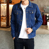 Itooh Spring Autumn Men Denim Jackets Casual Solid Color Lapel Single Breasted Jeans Jacket Man Slim Fit Cotton Outwear Coats