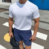 Itooh American Casual Short Sleeve T-shirt Summer New Tight Tops Men's Sports Gym Muscle Fitness Clothes Bodybuilding Tees Men Tights