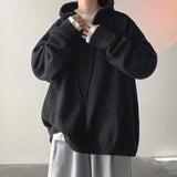 Itooh Men Sweater Streetwear Vintage Hooded Sweaters Oversized Pullovers Men Cozy Loose College Solid Knitted Tops Streetwear Hoodies