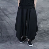 Itooh Vintage Men Pants Elastic Casual Baggy Hakama Pants Hip-hop Men Harajuku Cotton Linen Wide-legged Loose Pants Drawstring Hiphop