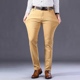 Itooh New Men's Khaki Jeans Classic Style Business Fashion Solid Color Stretch Straight Denim Trousers Male Brand Pants