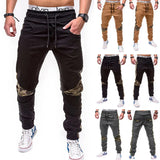 Itooh Men's Autumn New Elastic Waist Multi Pocket Color Block Pants Spring Fashion Slim Fit Casual Comfortable Versatile Leggings