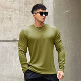 Itooh New Long Sleeve t shirt for Men Autumn Fashion Cotton Solid Color t-shirts Cozy Streetwear Men's t-shirt Long sleeve men tops