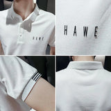 Itooh Short Sleeve Slim Fashion Korean Version Summer New Solid Color Versatile Lapel Letter Printed Cotton Youth Trend Polo Shirt