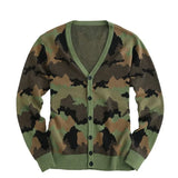 Itooh Single Breasted Cotton Camouflage Sweater V-neck Knitted Cardigan Spring Autumn Casual British Style Thin Coats Plus Size 5XL