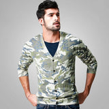 Itooh Single Breasted Cotton Camouflage Sweater V-neck Knitted Cardigan Spring Autumn Casual British Style Thin Coats Plus Size 5XL