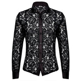 Itooh  2024 Spring Long Sleeve See Through Mens Shirt Sexy Floral Embroidery Mesh Lace Shirts Tops Men Streetwear Fashion Slim Cardigan