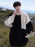 ITOOH Knitted Sweater Men Pullover Oversize Sweaters Male Winter Harajuku Casual Streetwear Patchwork Autumn Hip Hop Spliced