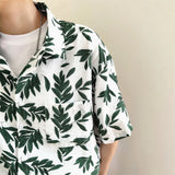 Itooh Summer Short Sleeved Shirt Men Fashion White Printed Casual Shirt Men Streetwear Loose Floral Shirts Mens Hawaiian Shirt M-XL