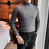 ITOOH Men's Korean Review Clothes Light Luxury Slim Knit Pullover Sweater Long Sleeve Streetwear Leisure Basic Shirts Fashion Knitwear