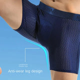 Itooh Men's Sports Underwear Long Anti-abrasion Short Pants Ice Silk Mesh Cut Out Breathable Quick Drying Elasticity Boxers Summer