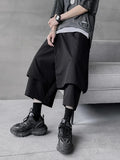 Itooh Streetwear Men Harem Pants Chinese Style Jogging Pants Men Black Hanfu Pants Summer Men Fake Two-Piece Design Casual Pants