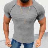 Itooh  Leisure Solid Color Slim Knit Tops Men's Clothing Spring Summer Short Sleeve O Neck Casual T Shirts Men Fashion Streetwear