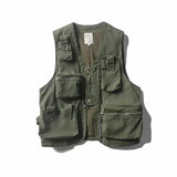 Itooh Summer Tactical Tooling Vest Men Ins Tide Brand Japanese Multi-pocket Casual Short Loose Sleeveless Vest Top Functional Outwear