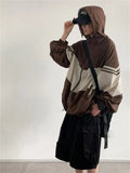 ITOOH Winter Outfits Men Color Block Hooded Oversized Jacket