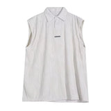 Itooh  2024 Summer Fashion Sleeveless Shirt Mens Vest Streetwear Vintage Lapel Button Loose Tank Tops For Men Stylish Pleated Camisole