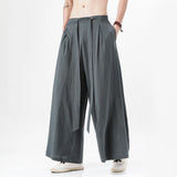 Itooh  Chinese Style Harajuku Linen Cotton Linen Pants Man Japanese Kimono Pants Male Streetwear Summer Retro Wide-Leg Trousers