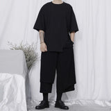 Itooh Mens New Casual Pants Loose Wide-leg Pants Japanese Streetwear Summer Street Y2k Double-layer Tie Cropped Trousers Genderless