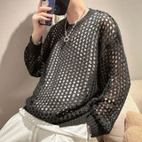 Itooh Hollow Long-sleeved T-shirt Sunscreen Clothing Men's Summer Thin Loose Pullover Sweatshirts Fashion Top Tees Oversized T Shirt