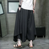 Itooh Chinese Style Men Harajuku Streetwear Elastic Waist Pants Fashion Wide Leg Kimono Pants Male Balck Skirt Trousers Women 5XL