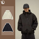 ITOOH Mens Outdoor Hooded Charge Jacket 2023 New Slanted Zipper Casual Loose Sports Jacket Street Trend Trench Coat Y2k Streetwear