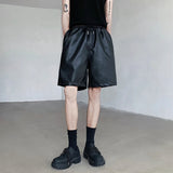 Itooh  Summer Leather Shorts Men Fashion Black Motorcycle Shorts Mens Streetwear Hip-hop Loose Leather Shorts Men Casual Shorts M-2XL