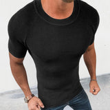 Itooh Spring Summer Leisure Slim Fit T Shirt Mens Knitting Solid Color Short Sleeve Knit Tops For Men Casual O Neck Pullover Tees