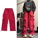 ITOOH Black Cargo Pants for Men Hip Hop Gray Cargo Trousers Male Red Spring Cotton Loose Casual Streetwear Hip Hop Pocket