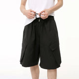 Itooh  American Style Men's Casual Drawstring Shorts Three-dimensional Slant Pocket Cargo Pants 2024 Summer Loose Straight Men Bottoms