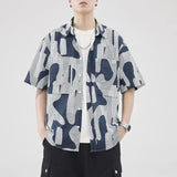 Itooh  New Vintage Hawaiian Style Seersucker Short Sleeve Shirt Men's Loose Fit Summer Shirt Free Shipping Japanese Design