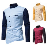 Itooh Spring and autumn men's long sleeved shirt personality casual diagonal button cute clothes evening dress luxury