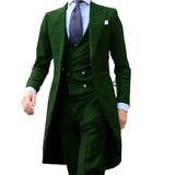 Itooh  Long Coat Italian Designs Men Suits Gentle Tuxedo Prom Blazer Custom 3 Pieces (Jacket+Vest+Pants)